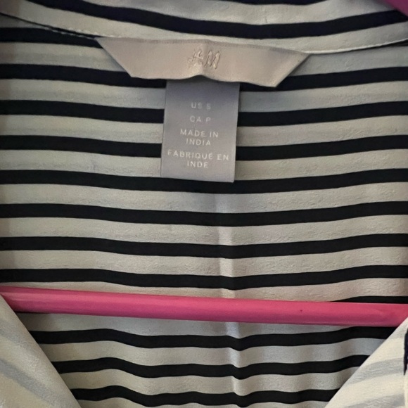 H&M Black and White Striped Long Sleeve Shirt Dress Sz S - Picture 3 of 7